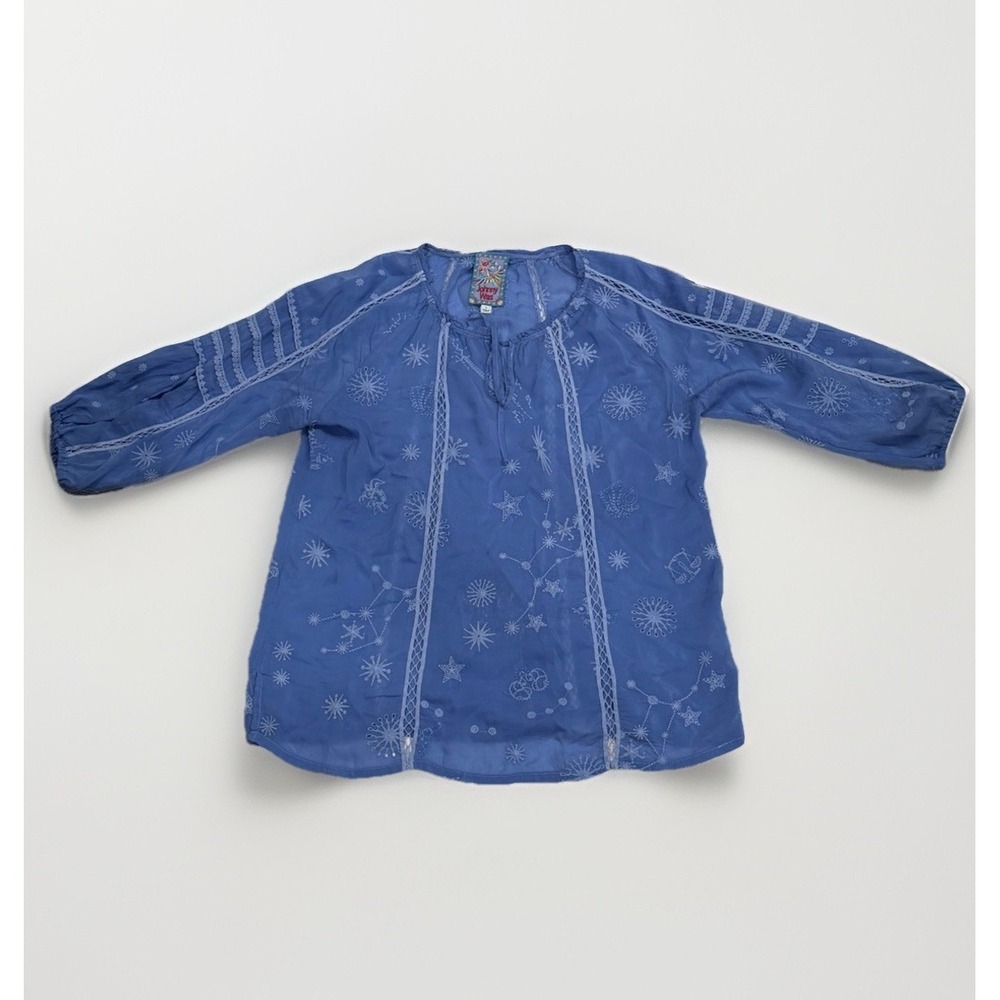 Johnny Was Purple Celestin Neptune Blouse Size SMALL Stars Boho Chic C18522-2